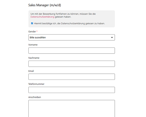 Beispiel Bewerbungsformular