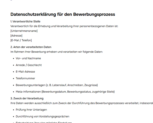 Beispiel Datenschutzerklärung